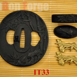 Japanese Sword Bamboo Theme Iron Tsuba Fittings